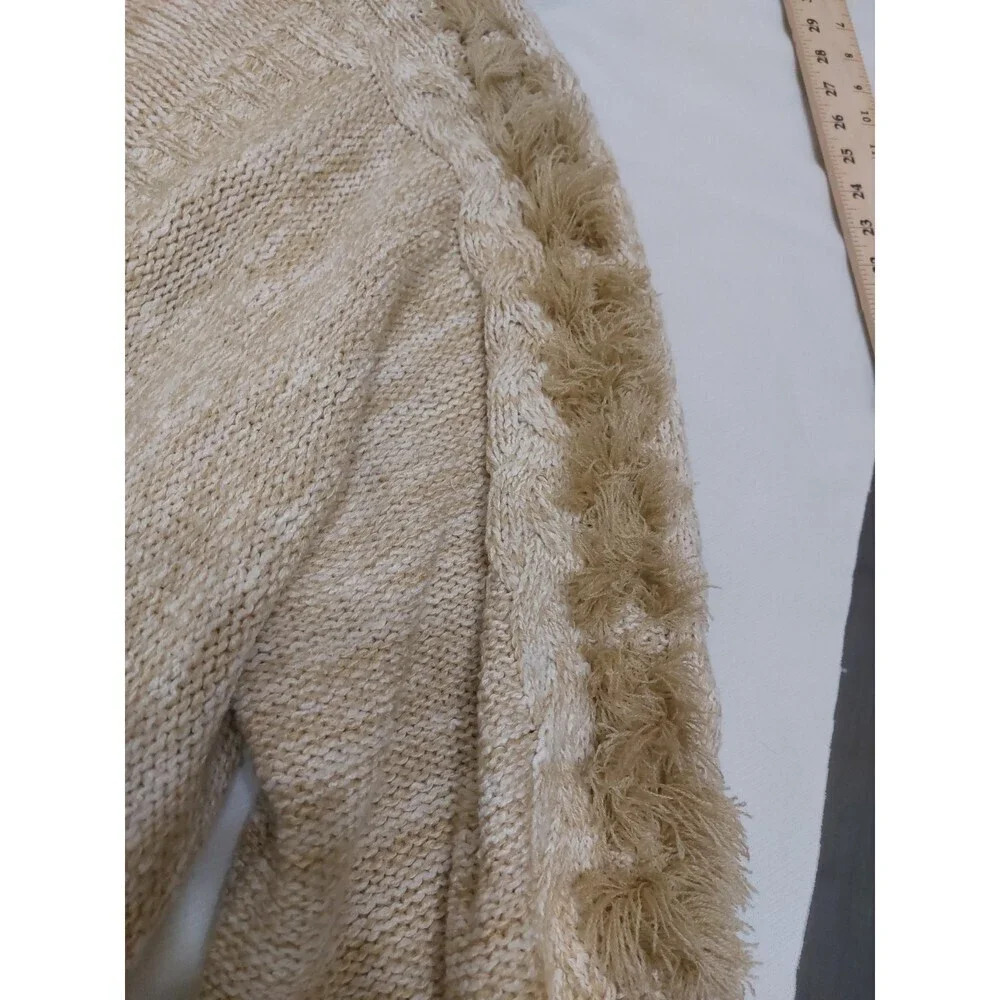 anthropologie sweater cardigan beige with statement sleeves one size - Picture 3 of 6